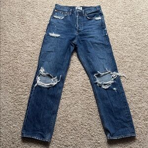 Agolde Distressed Denim Jeans Size 26 Straight Leg Pinch Waist
